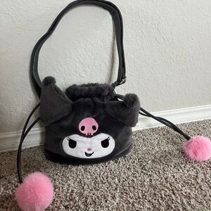 kuromi sanrio fuzzy bucket bag